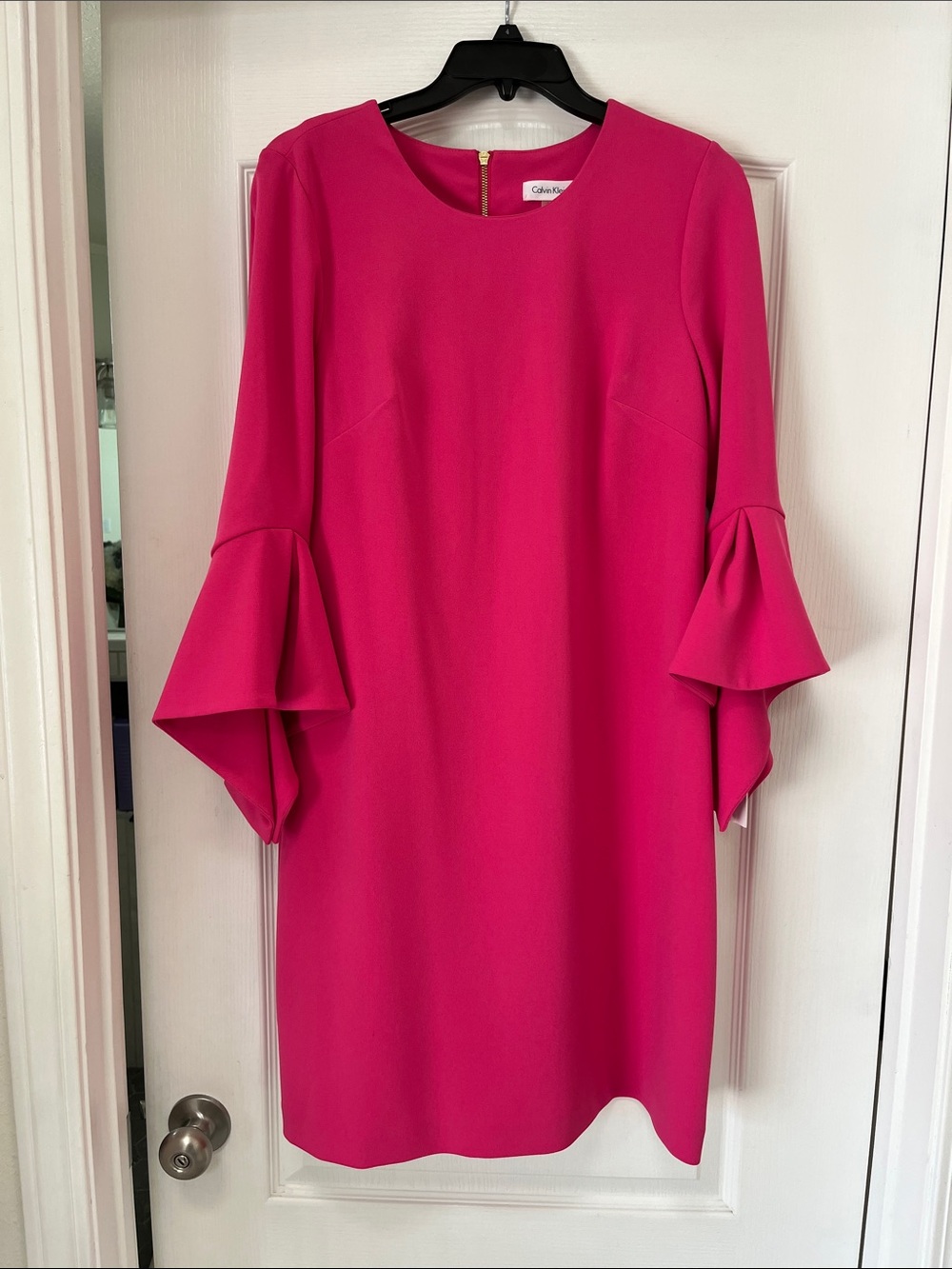 Calvin Klein Hot Pink Bell-Sleeve Shift Dress, NWT, 10